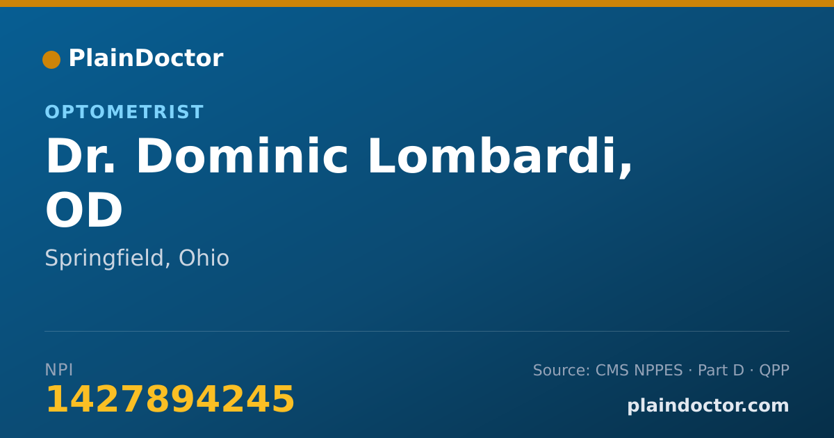 Shareable card for Dominic Lombardi, OD - Optometrist, Springfield, OH