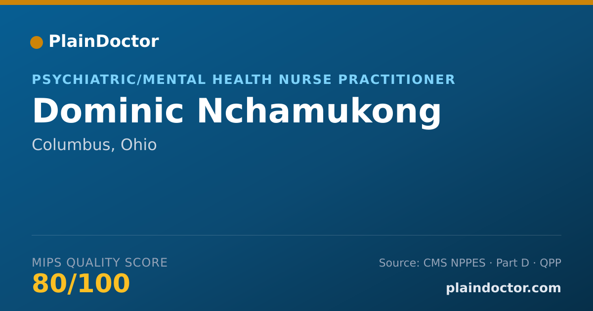 Shareable card for Dominic Nchamukong - Psychiatric/Mental Health Nurse Practitioner, Columbus, OH