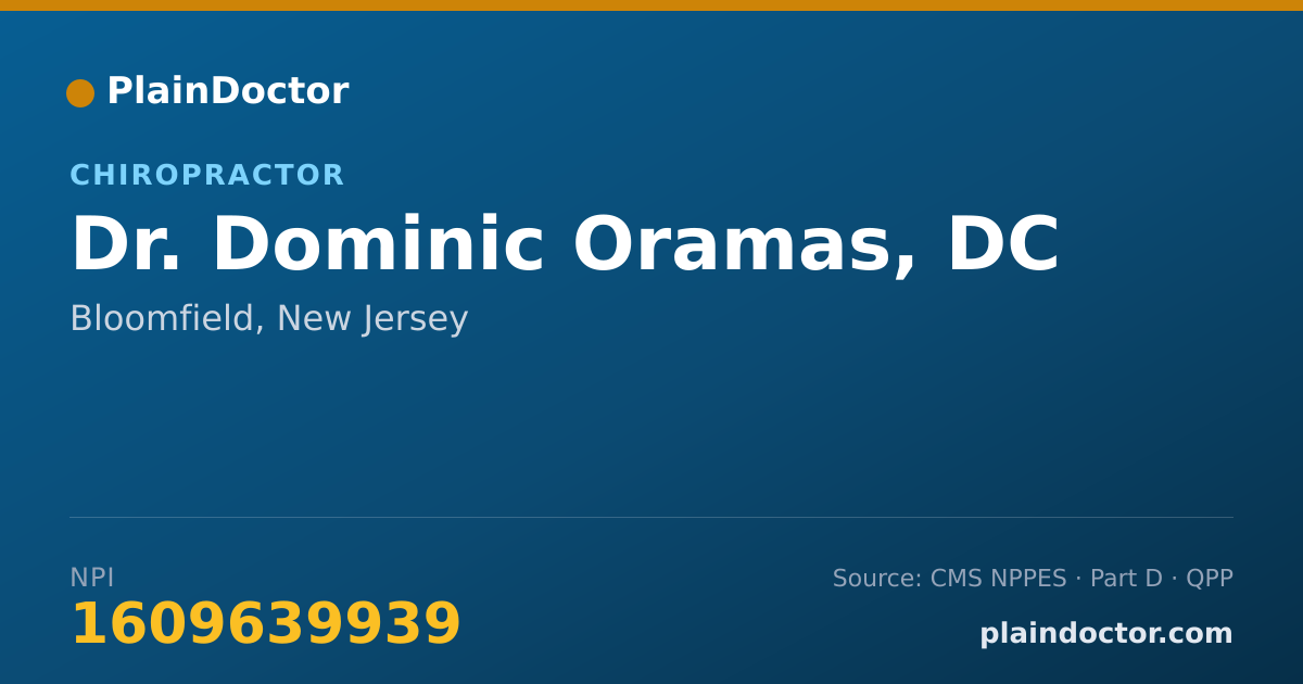 Shareable card for Dominic Oramas, DC - Chiropractor, Bloomfield, NJ