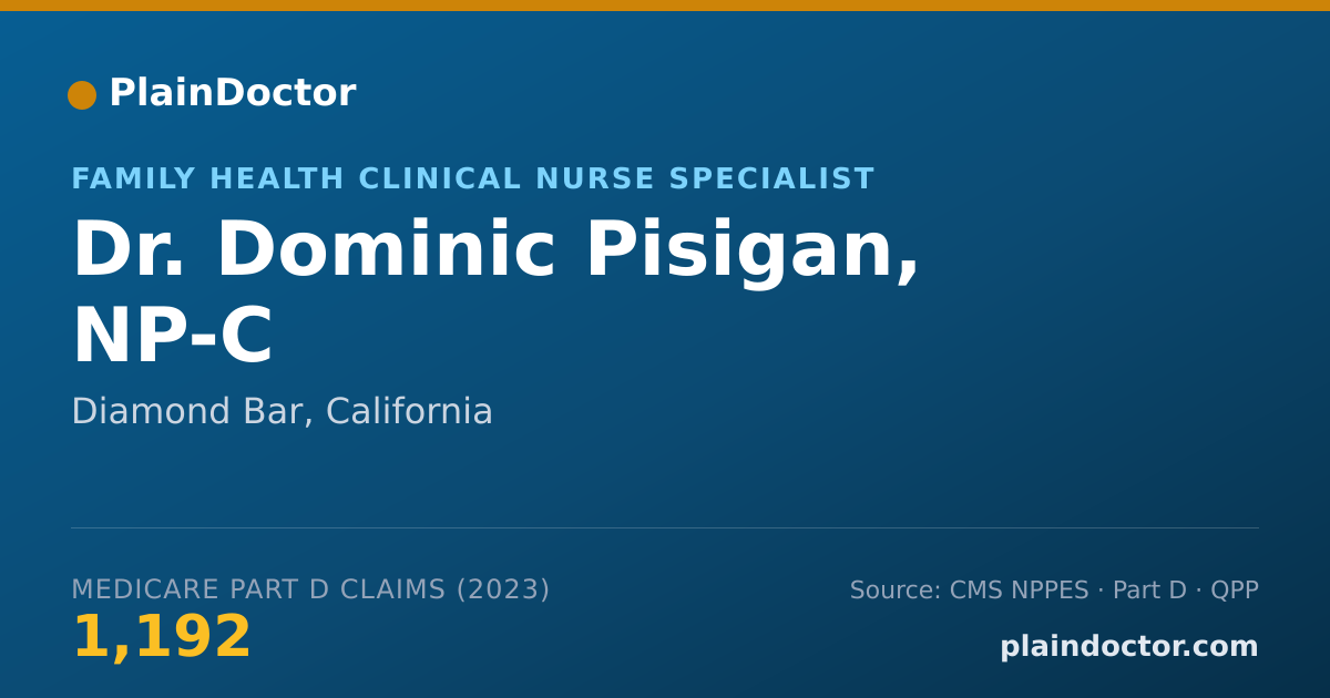 Shareable card for Dominic Pisigan, NP-C - Family Health Clinical Nurse Specialist, Diamond Bar, CA