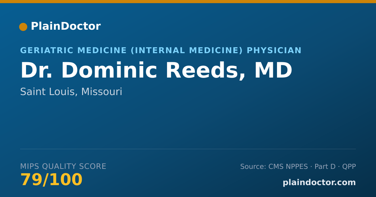 Shareable card for Dominic Reeds, MD - Geriatric Medicine (Internal Medicine) Physician, Saint Louis, MO