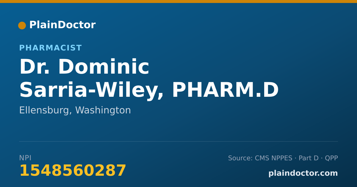 Shareable card for Dominic Sarria-Wiley, PHARM.D - Pharmacist, Ellensburg, WA