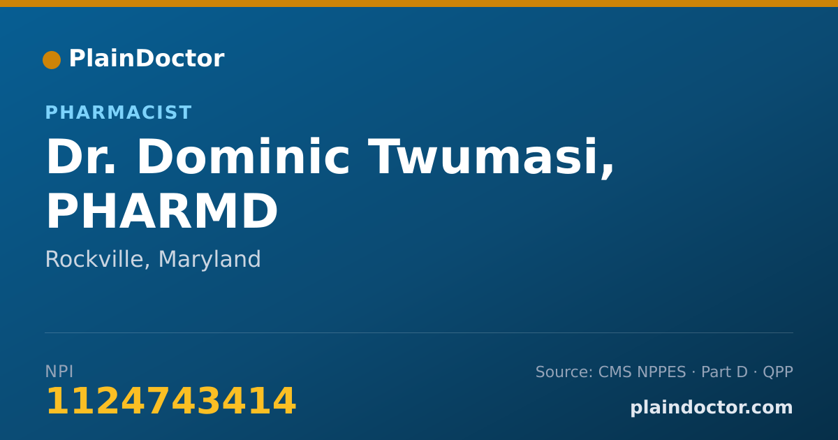Shareable card for Dominic Twumasi, PHARMD - Pharmacist, Rockville, MD