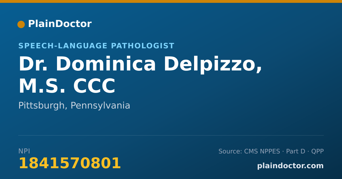 Shareable card for Dominica Delpizzo, M.S. CCC - Speech-Language Pathologist, Pittsburgh, PA
