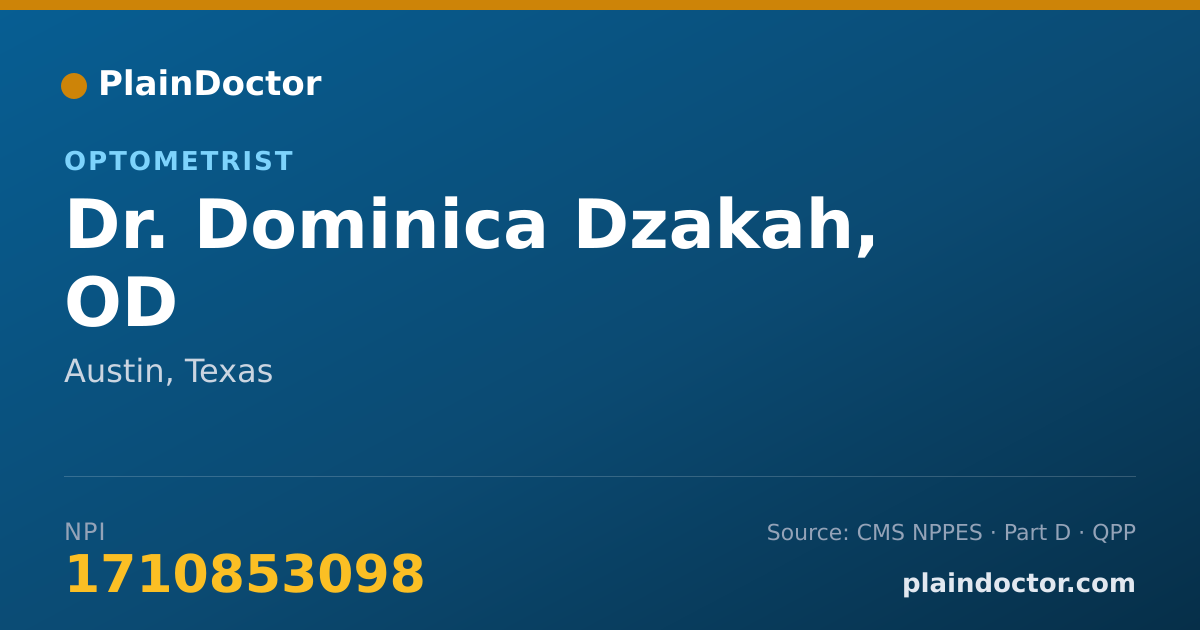 Shareable card for Dominica Dzakah, OD - Optometrist, Austin, TX