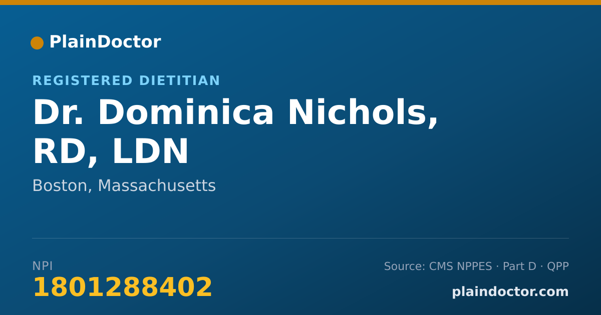 Shareable card for Dominica Nichols, RD, LDN - Registered Dietitian, Boston, MA
