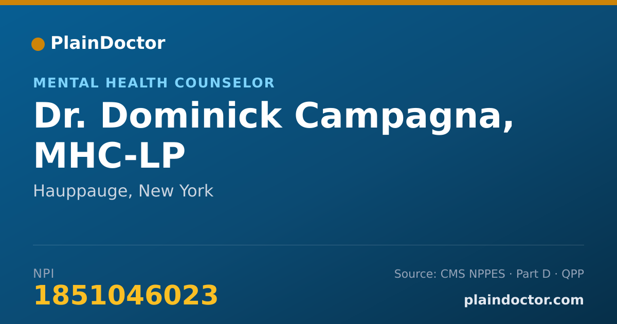 Shareable card for Dominick Campagna, MHC-LP - Mental Health Counselor, Hauppauge, NY