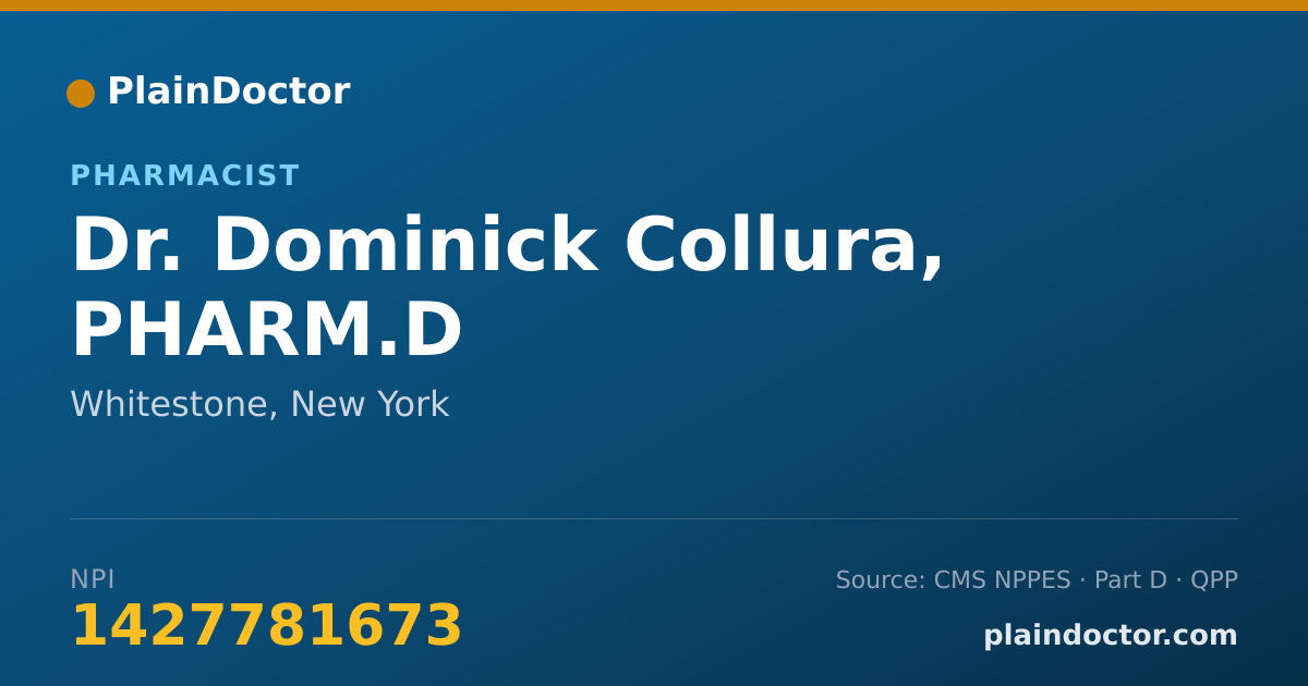 Shareable card for Dominick Collura, PHARM.D - Pharmacist, Whitestone, NY