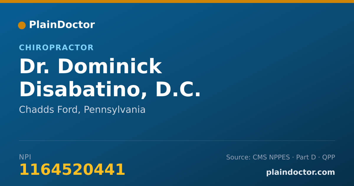 Shareable card for Dominick Disabatino, D.C. - Chiropractor, Chadds Ford, PA