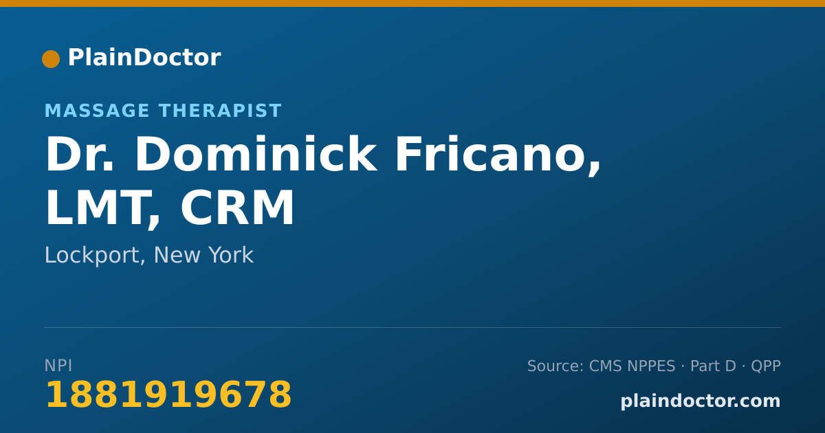 Shareable card for Dominick Fricano, LMT, CRM - Massage Therapist, Lockport, NY