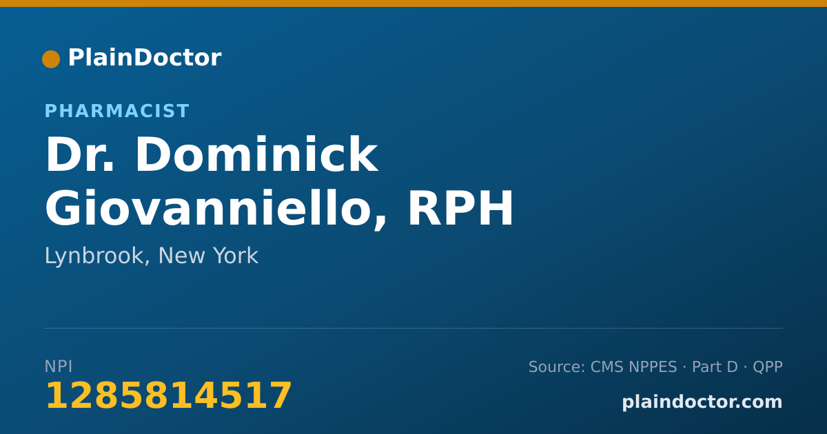 Shareable card for Dominick Giovanniello, RPH - Pharmacist, Lynbrook, NY