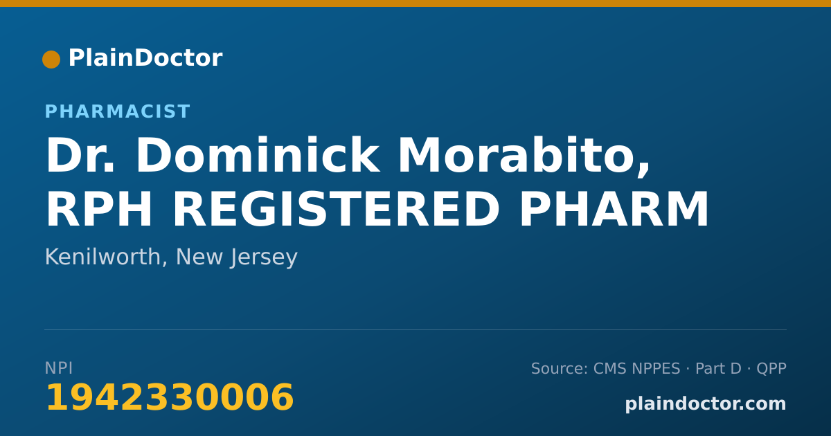 Shareable card for Dominick Morabito, RPH REGISTERED PHARM - Pharmacist, Kenilworth, NJ