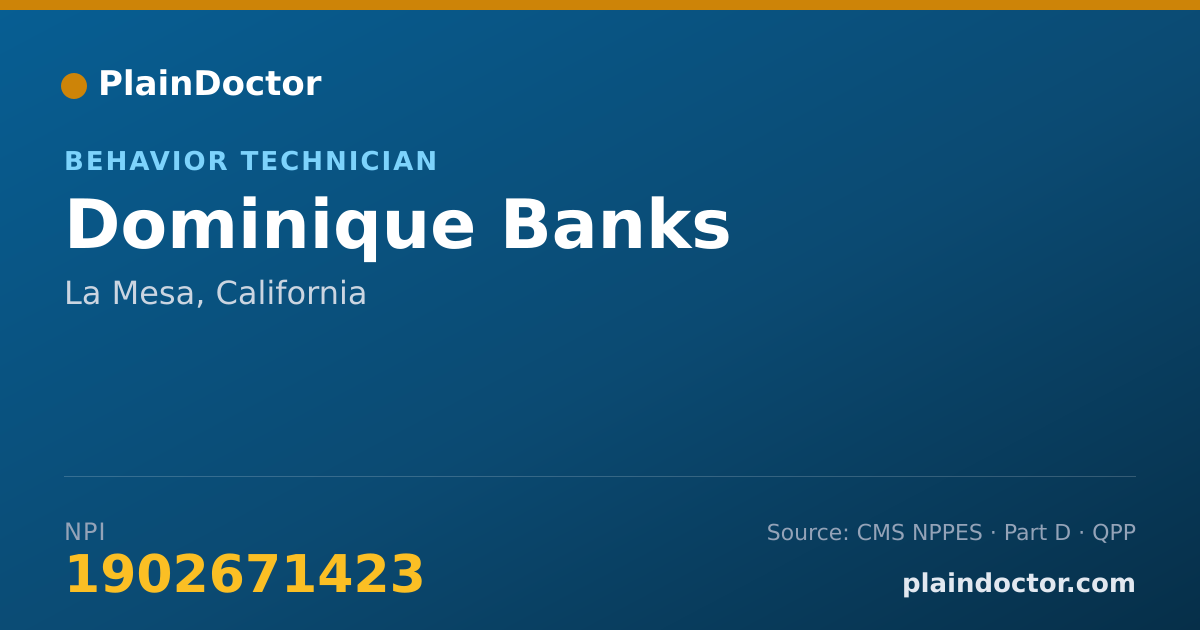 Shareable card for Dominique Banks - Behavior Technician, La Mesa, CA