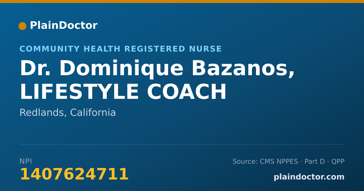 Shareable card for Dominique Bazanos, LIFESTYLE COACH - Community Health Registered Nurse, Redlands, CA