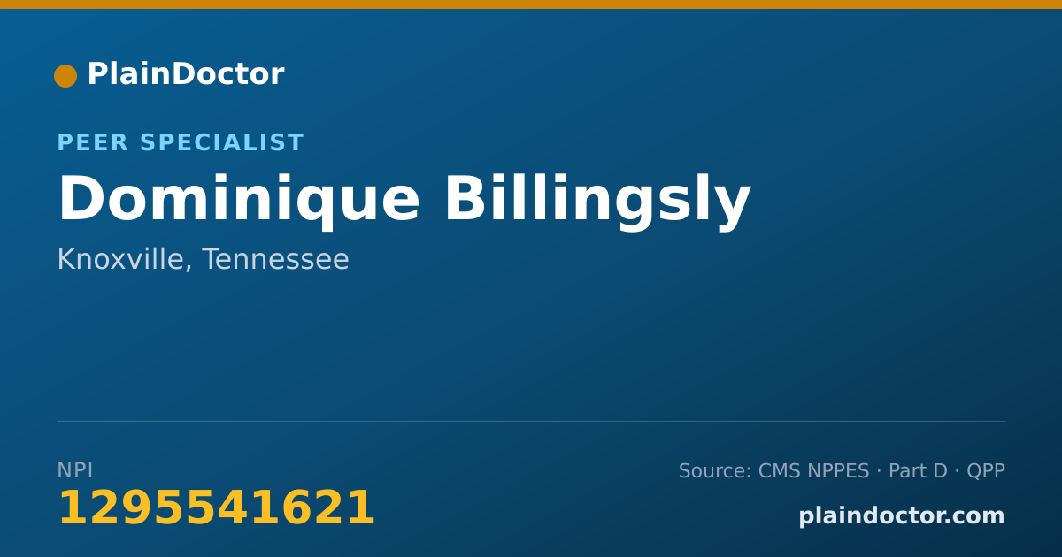 Shareable card for Dominique Billingsly - Peer Specialist, Knoxville, TN