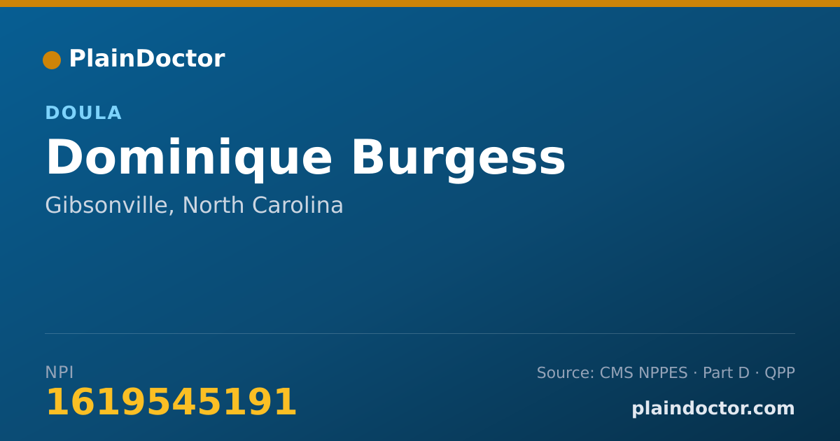 Shareable card for Dominique Burgess - Doula, Gibsonville, NC
