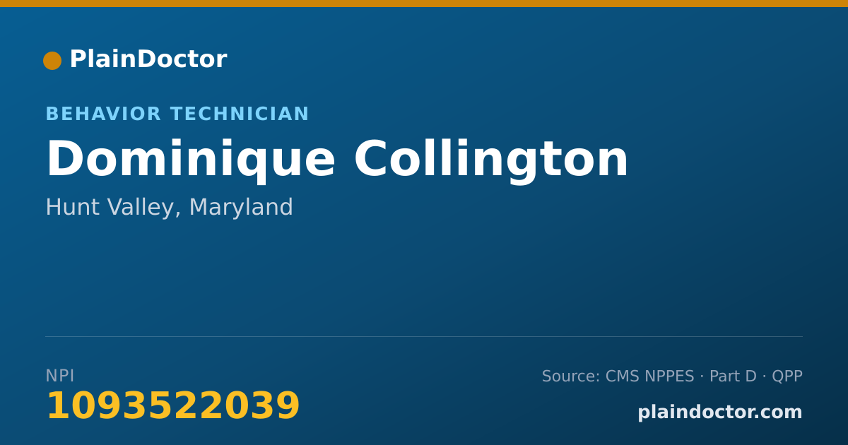 Shareable card for Dominique Collington - Behavior Technician, Hunt Valley, MD