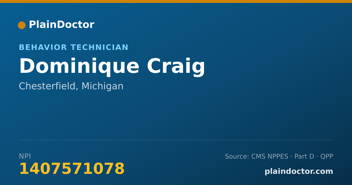 Shareable card for Dominique Craig - Behavior Technician, Chesterfield, MI