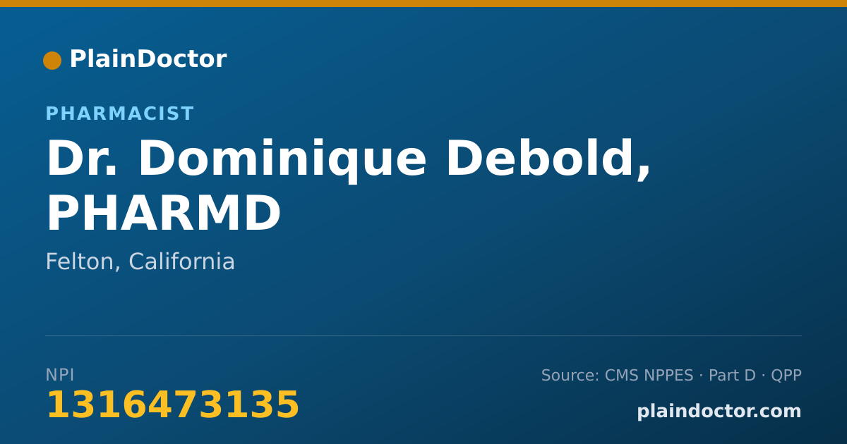 Shareable card for Dominique Debold, PHARMD - Pharmacist, Felton, CA