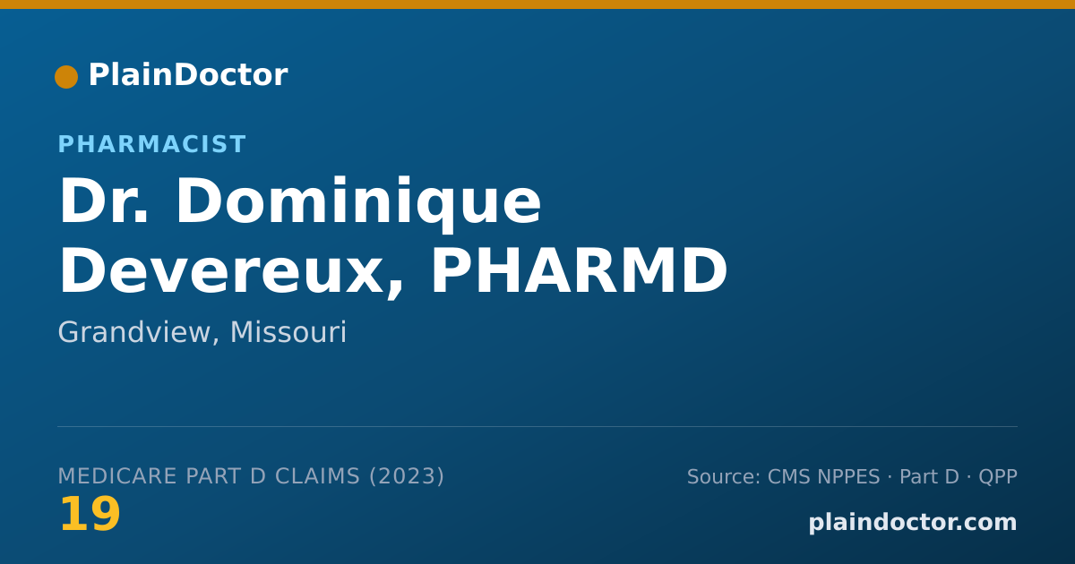 Shareable card for Dominique Devereux, PHARMD - Pharmacist, Grandview, MO