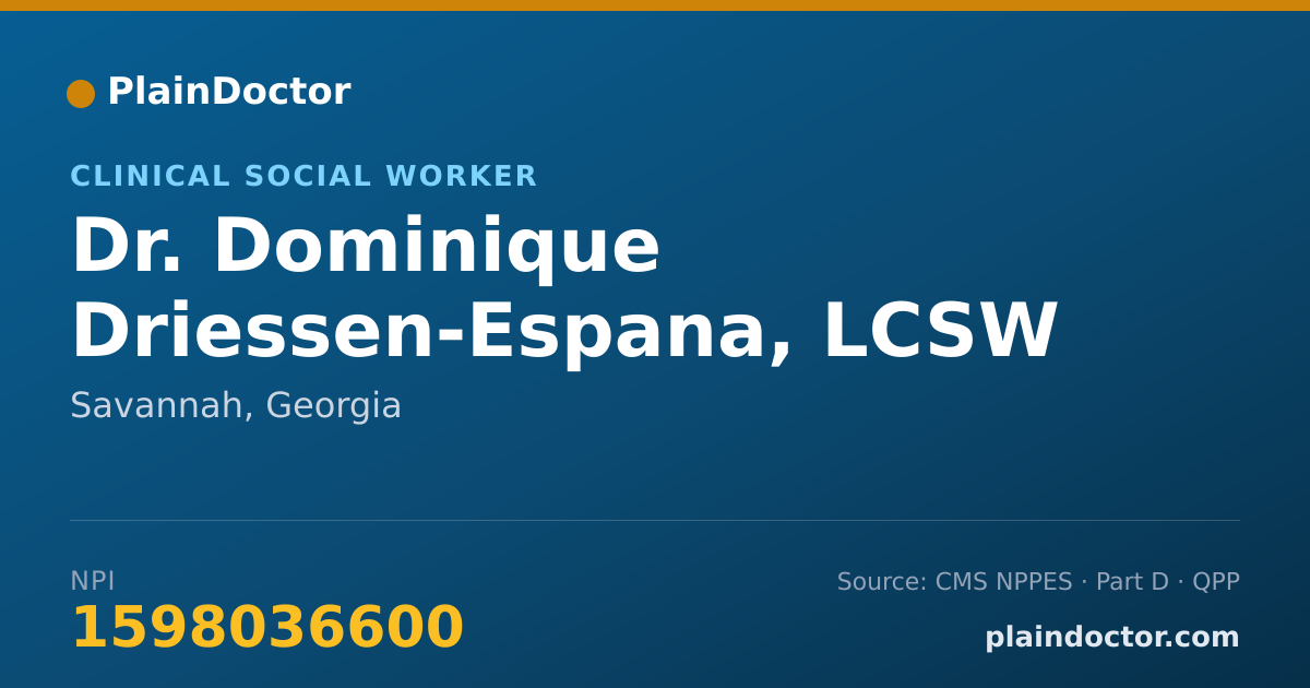 Shareable card for Dominique Driessen-Espana, LCSW - Clinical Social Worker, Savannah, GA