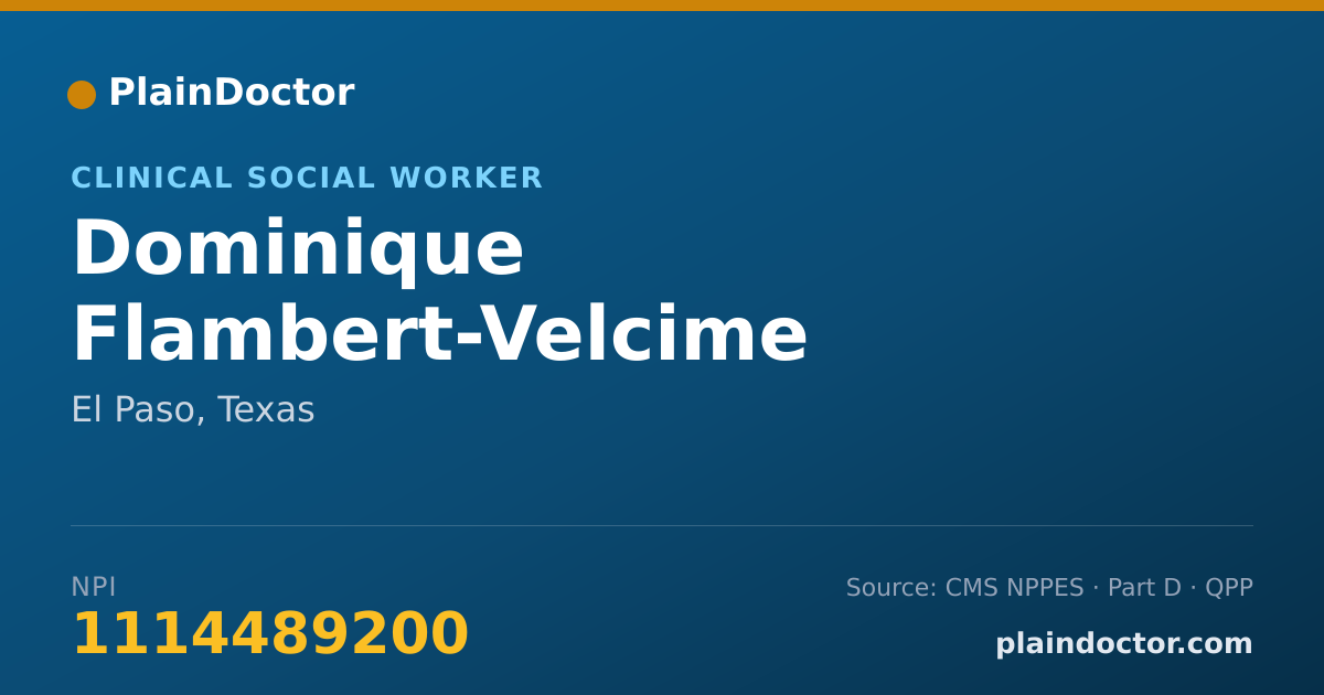 Shareable card for Dominique Flambert-Velcime - Clinical Social Worker, El Paso, TX