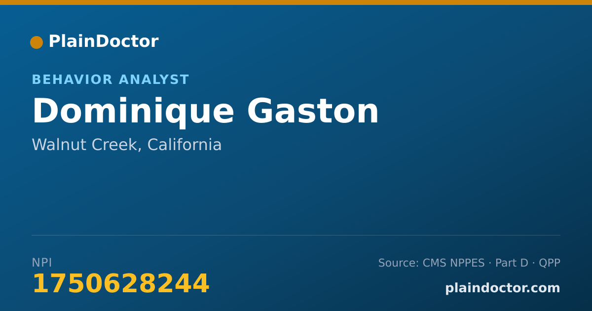 Shareable card for Dominique Gaston - Behavior Analyst, Walnut Creek, CA