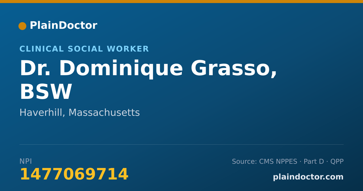 Shareable card for Dominique Grasso, BSW - Clinical Social Worker, Haverhill, MA