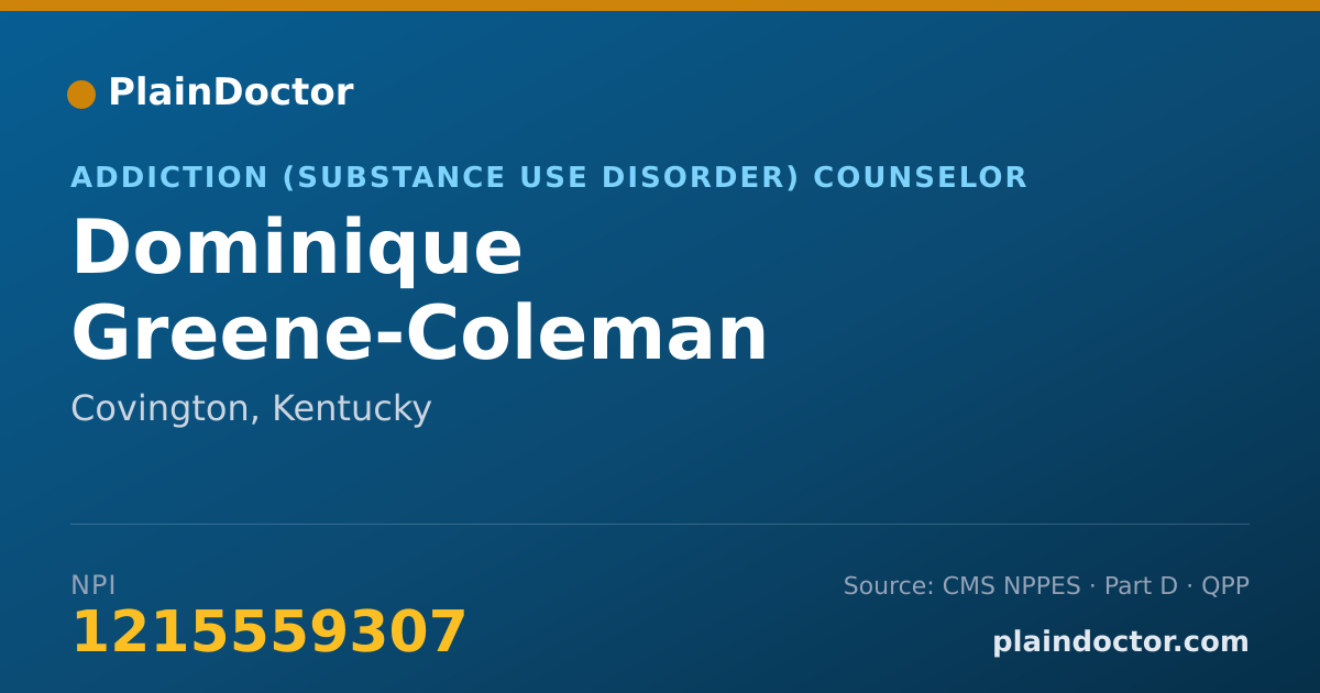 Shareable card for Dominique Greene-Coleman - Addiction (Substance Use Disorder) Counselor, Covington, KY