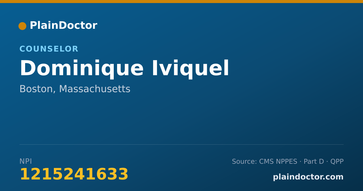 Shareable card for Dominique Iviquel - Counselor, Boston, MA