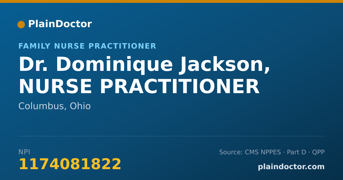 Shareable card for Dominique Jackson, NURSE PRACTITIONER - Family Nurse Practitioner, Columbus, OH