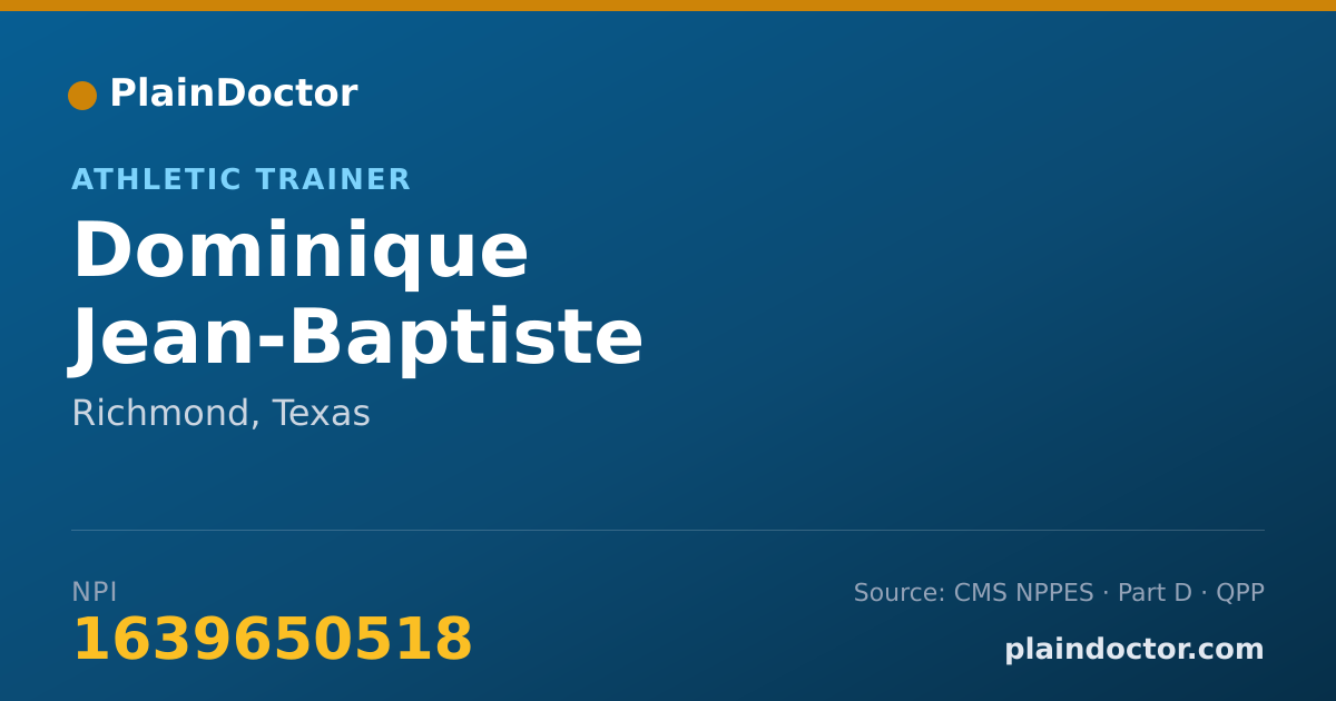 Shareable card for Dominique Jean-Baptiste - Athletic Trainer, Richmond, TX