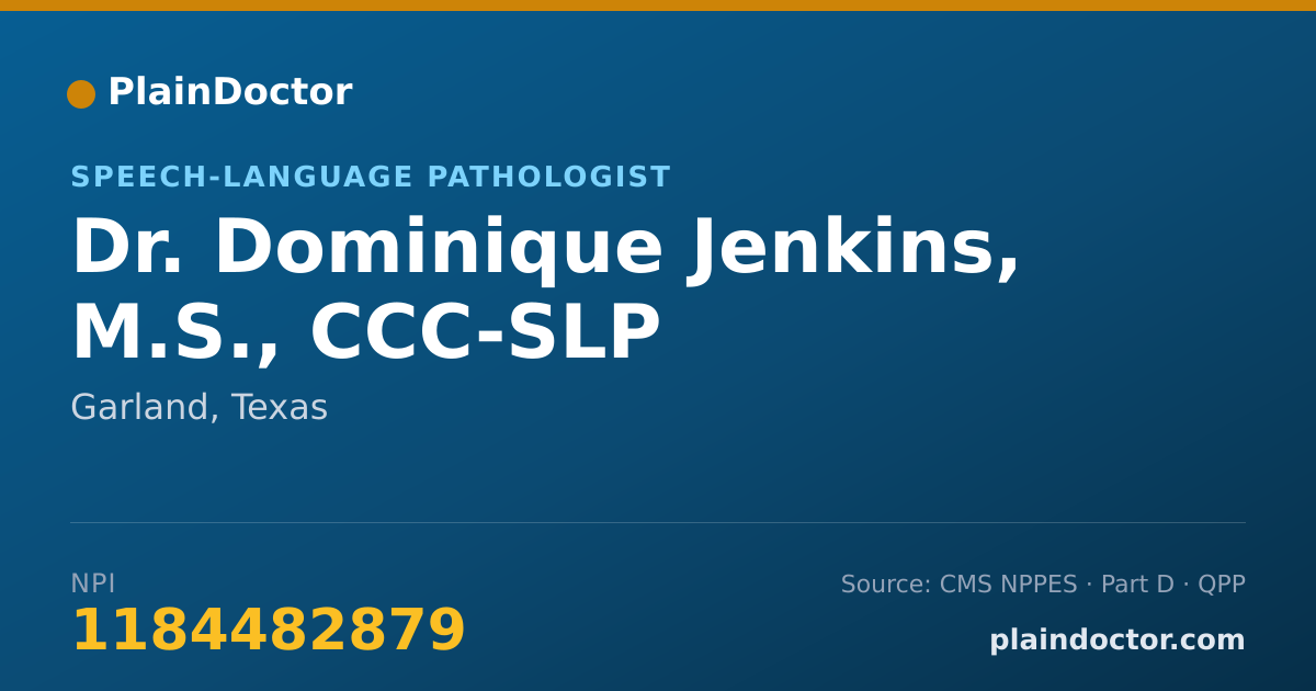 Shareable card for Dominique Jenkins, M.S., CCC-SLP - Speech-Language Pathologist, Garland, TX