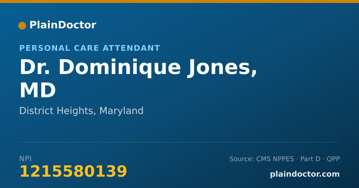 Shareable card for Dominique Jones, MD - Personal Care Attendant, District Heights, MD