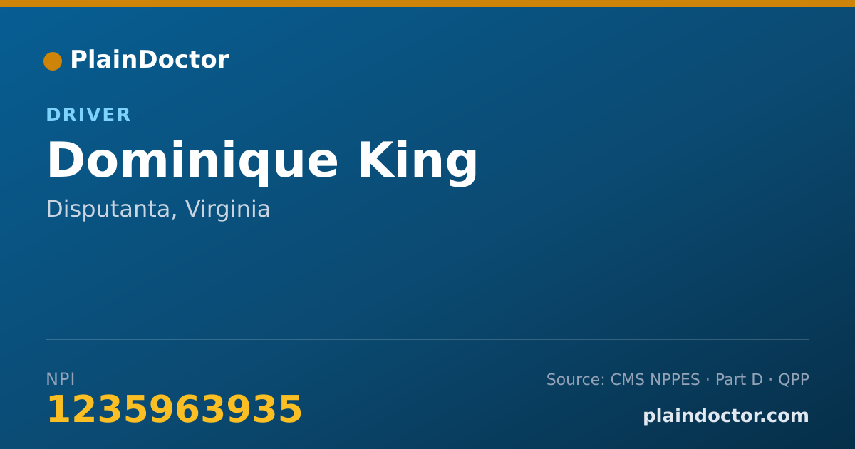 Shareable card for Dominique King - Driver, Disputanta, VA
