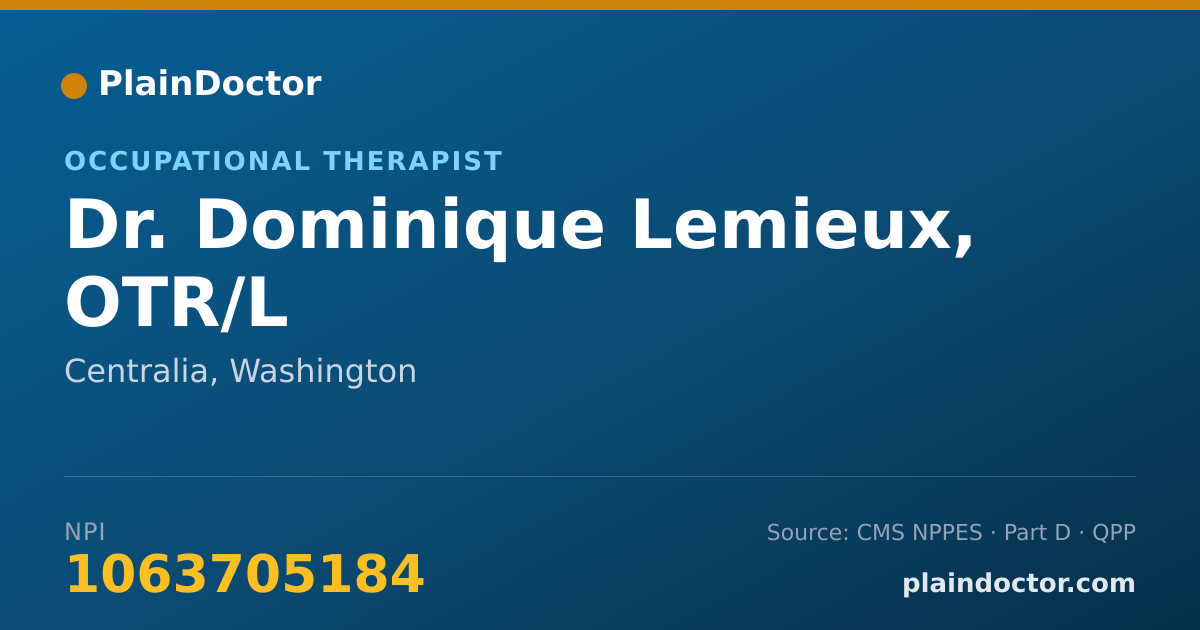 Shareable card for Dominique Lemieux, OTR/L - Occupational Therapist, Centralia, WA