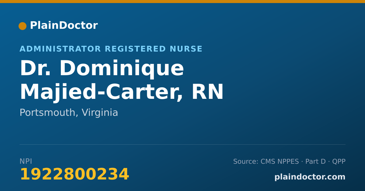 Shareable card for Dominique Majied-Carter, RN - Administrator Registered Nurse, Portsmouth, VA