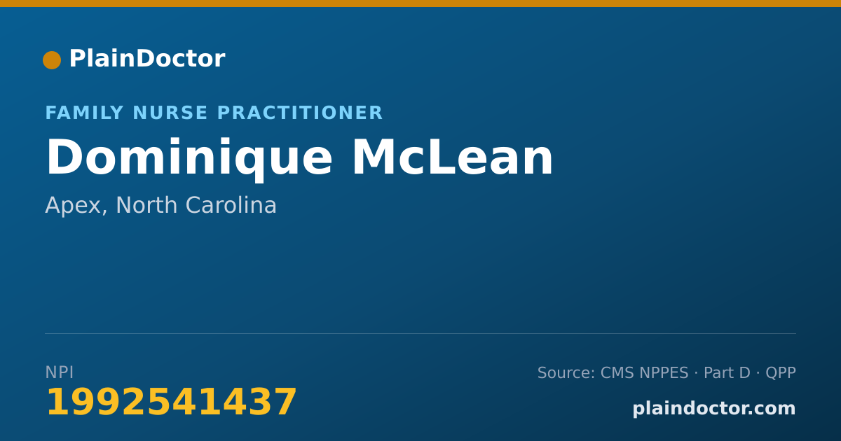 Shareable card for Dominique McLean - Family Nurse Practitioner, Apex, NC