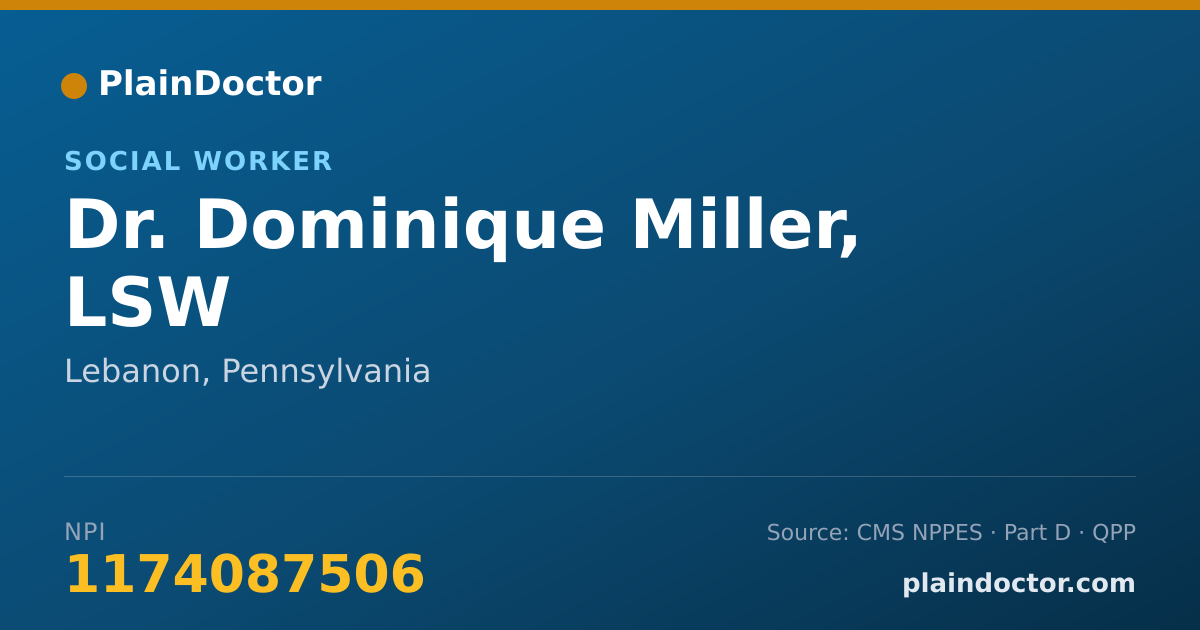 Shareable card for Dominique Miller, LSW - Social Worker, Lebanon, PA