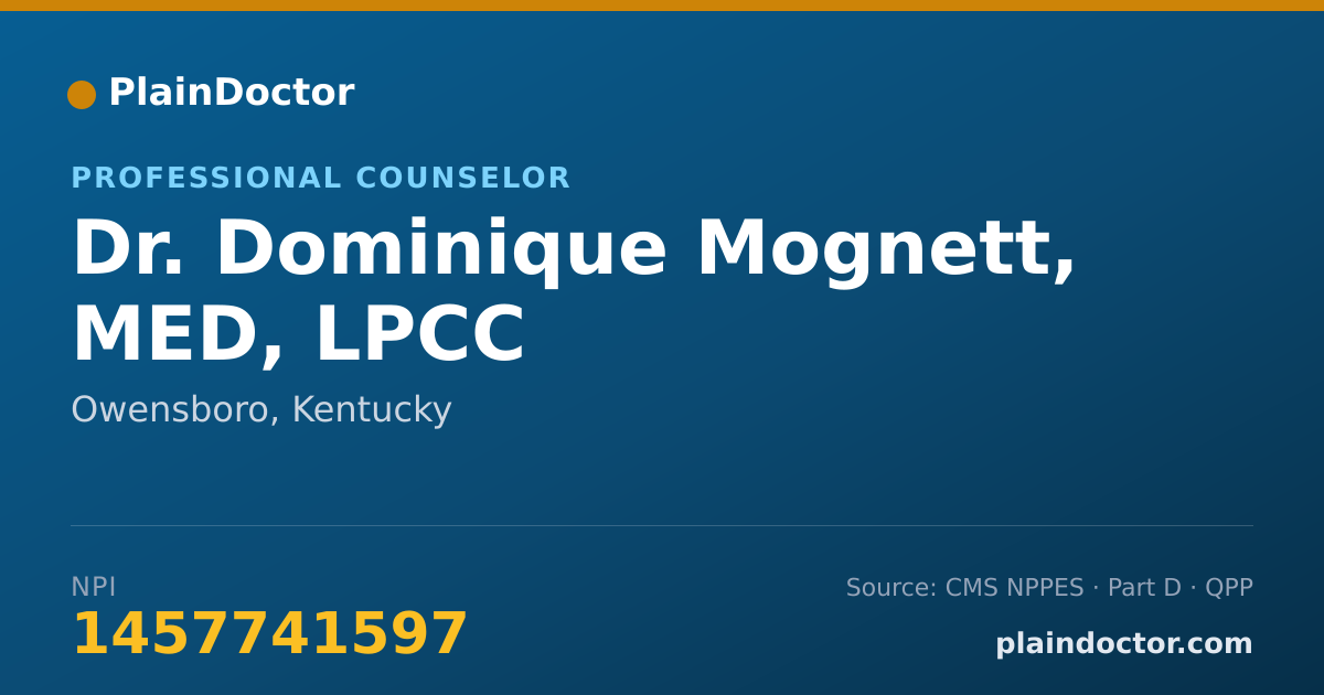 Shareable card for Dominique Mognett, MED, LPCC - Professional Counselor, Owensboro, KY