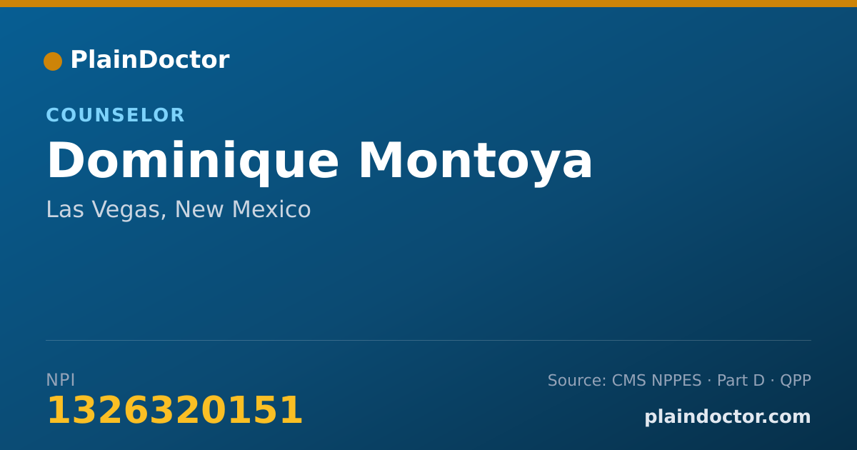 Shareable card for Dominique Montoya - Counselor, Las Vegas, NM