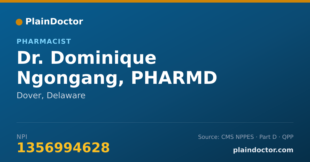 Shareable card for Dominique Ngongang, PHARMD - Pharmacist, Dover, DE