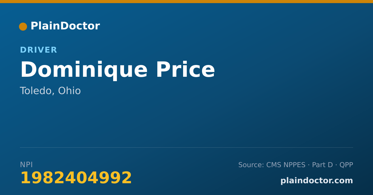 Shareable card for Dominique Price - Driver, Toledo, OH