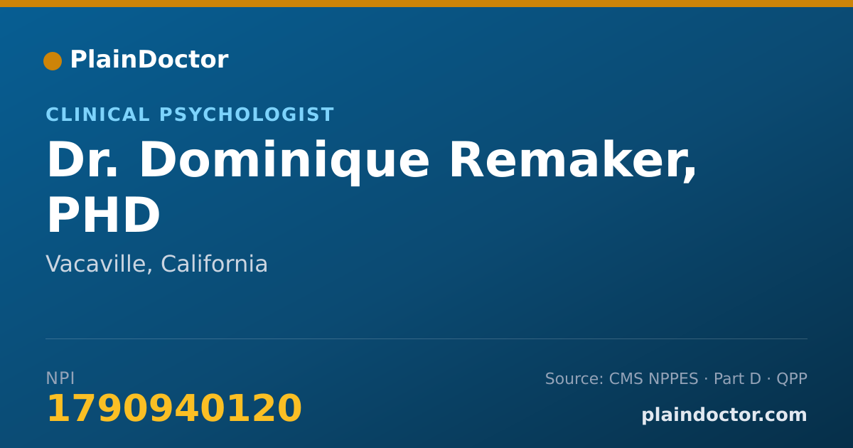 Shareable card for Dominique Remaker, PHD - Clinical Psychologist, Vacaville, CA