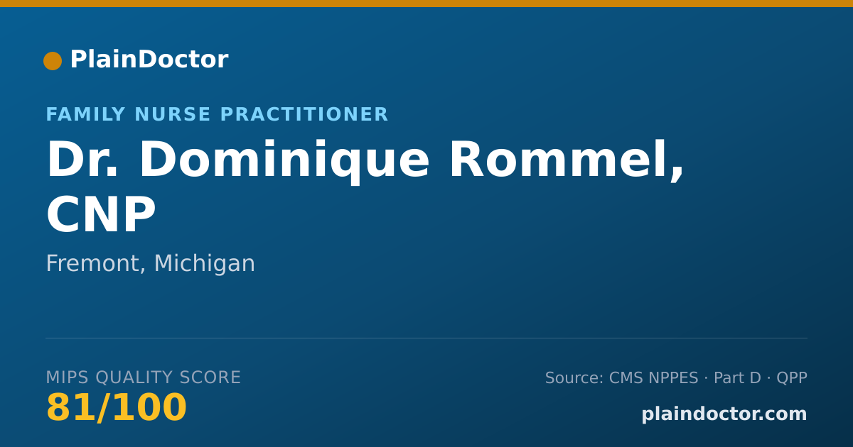 Shareable card for Dominique Rommel, CNP - Family Nurse Practitioner, Fremont, MI