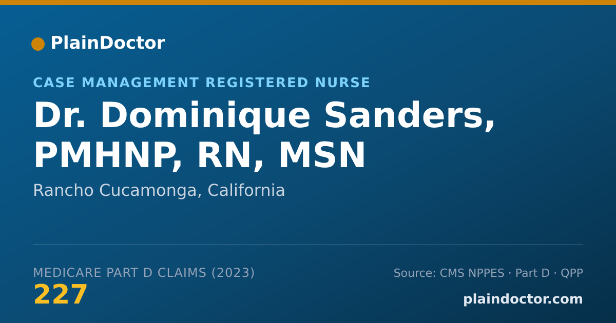 Shareable card for Dominique Sanders, PMHNP, RN, MSN - Case Management Registered Nurse, Rancho Cucamonga, CA