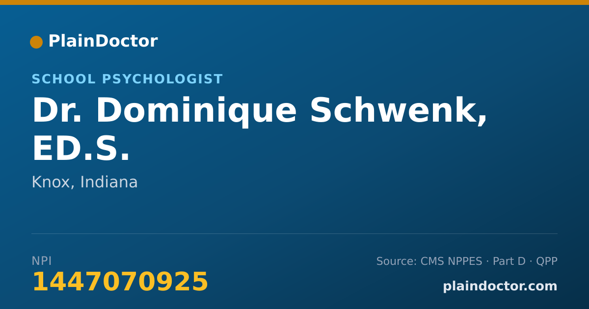 Shareable card for Dominique Schwenk, ED.S. - School Psychologist, Knox, IN