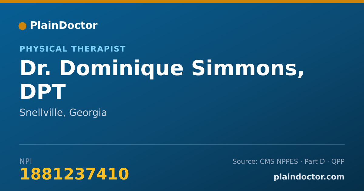 Shareable card for Dominique Simmons, DPT - Physical Therapist, Snellville, GA