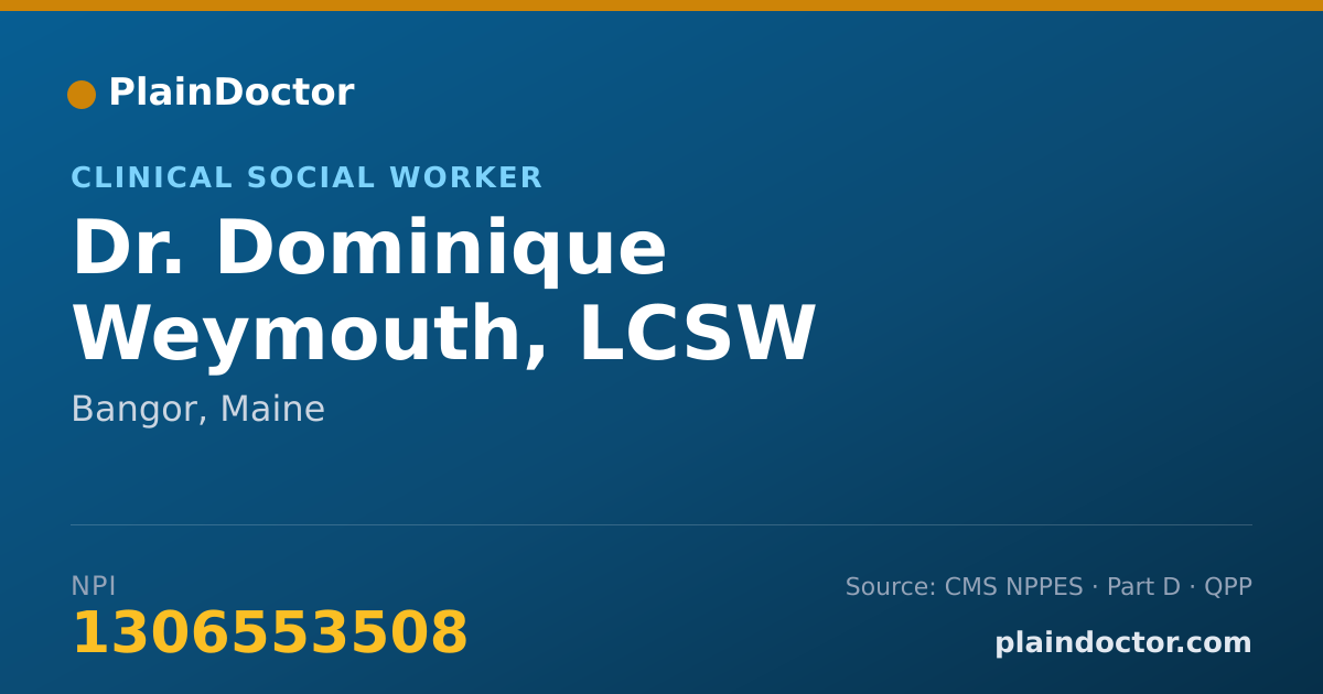 Shareable card for Dominique Weymouth, LCSW - Clinical Social Worker, Bangor, ME