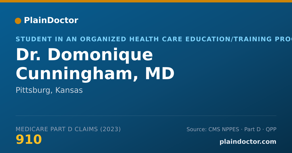 Shareable card for Domonique Cunningham, MD - Student in an Organized Health Care Education/Training Program, Pittsburg, KS